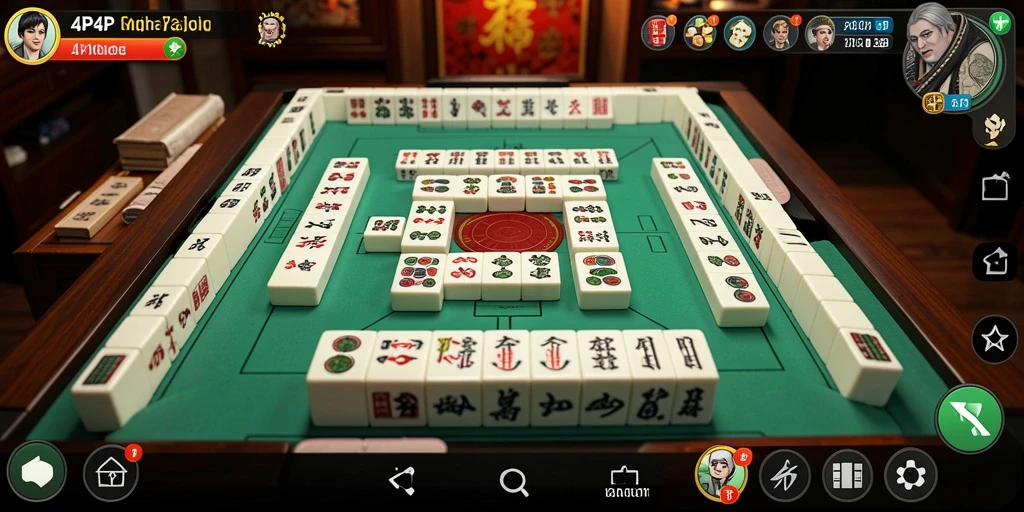 Tangkapan layar utama 4P4P menampilkan gameplay Mahjong yang menarik.