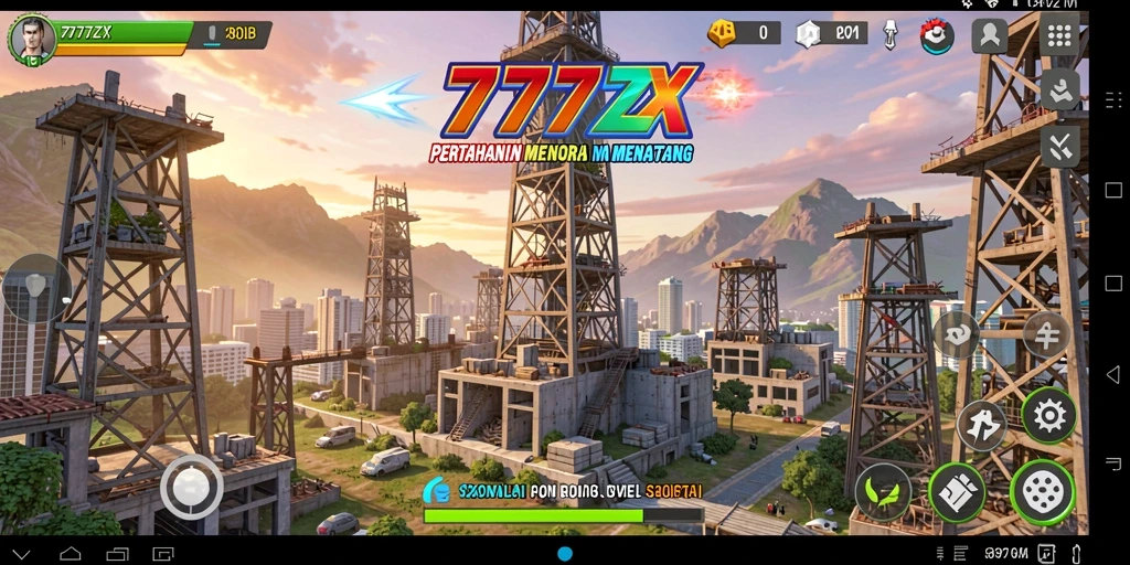 Screenshot gameplay dari 777ZX menampilkan aksi seru Tower Defense.