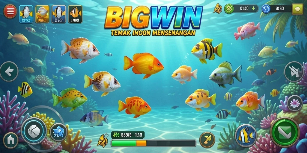 Screenshot gameplay BIGWIN menampilkan aksi seru Tembak Ikan.