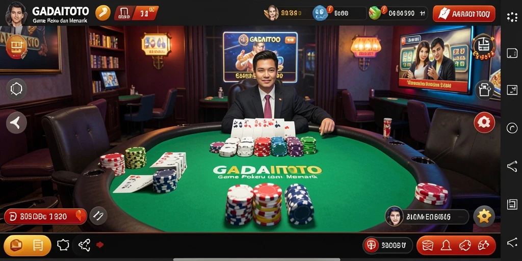 Tampilan gameplay yang menarik di GADAITOTO saat bermain poker.