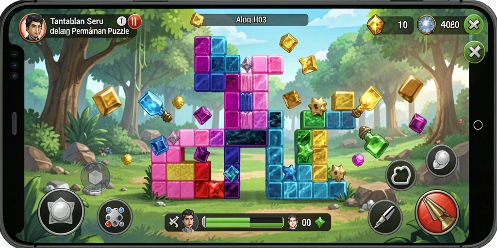 Screenshot gameplay H03 menampilkan berbagai teka-teki menarik.