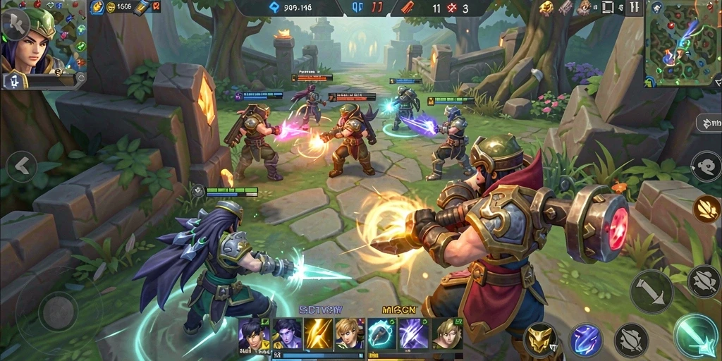 Screenshot dari gameplay seru MOBA di MEGA111.