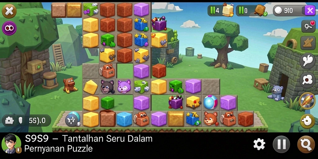 Tampilan gameplay menantang di S9S9 dengan puzzle yang menarik.