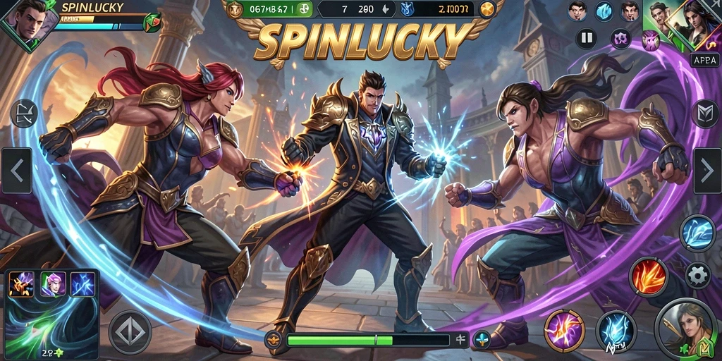 Tampilan gameplay SPINLUCKY yang mendebarkan dan penuh aksi.