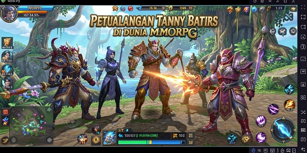 Screenshot gameplay WOW99 menunjukkan aksi epik dalam pertempuran MMORPG.